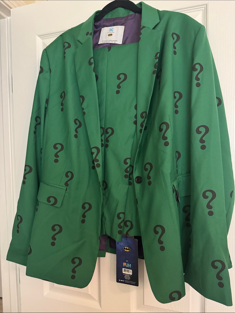 DC Comics Riddler Green Blazer Jacket and matching pants Black Question Mark